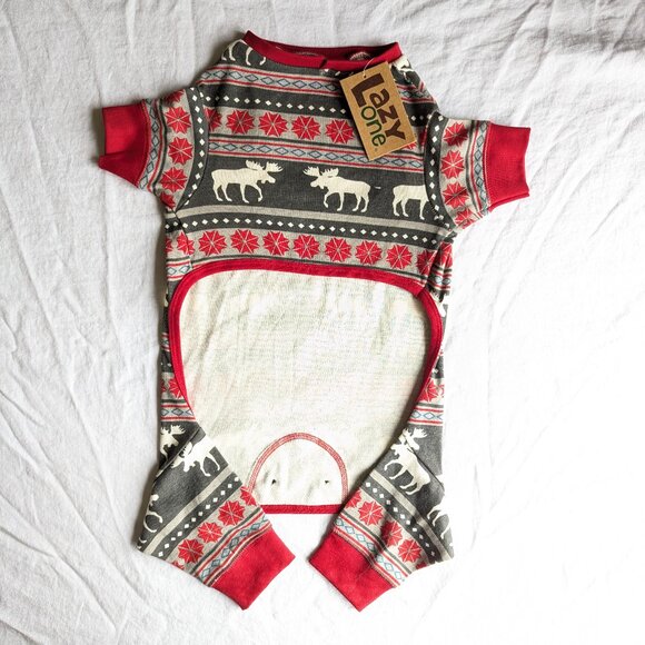 NWT LAZY ONE Dog pjs, doggy pyjamas size L moose print onsie - Picture 3 of 8